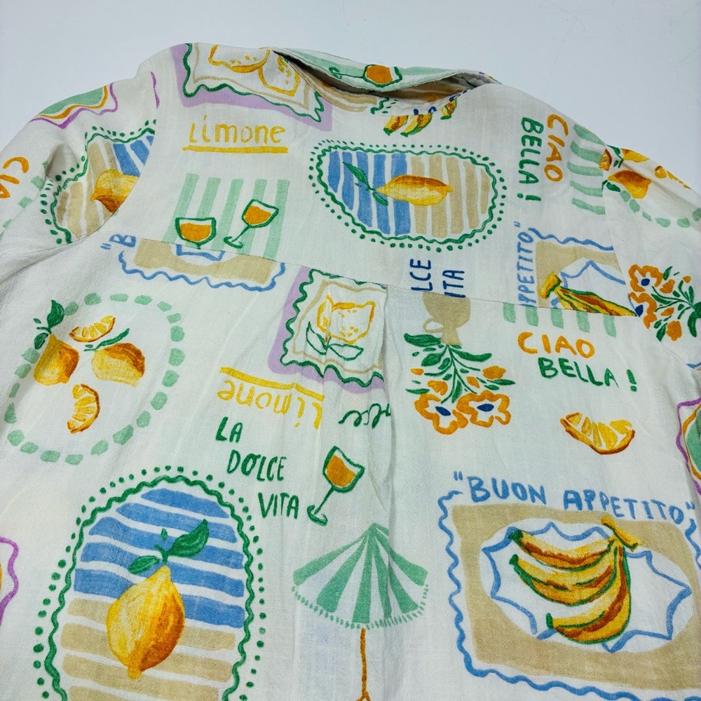 Label of Love Women's Shirt Size M Linen Blend Colorful Graphic 3/4 sleeves - Picture 14 of 15
